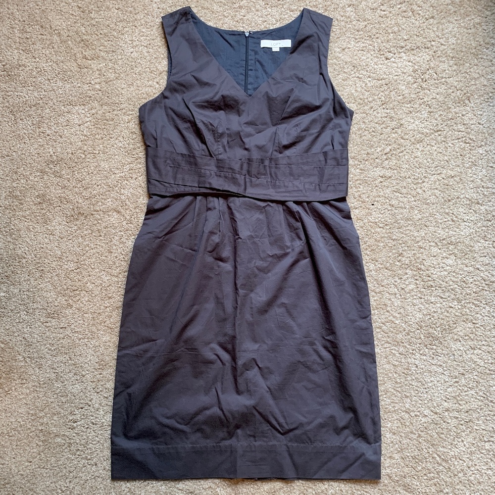 LOFT Gray Sleeveless Cocktail Sheath Dress, 10 R